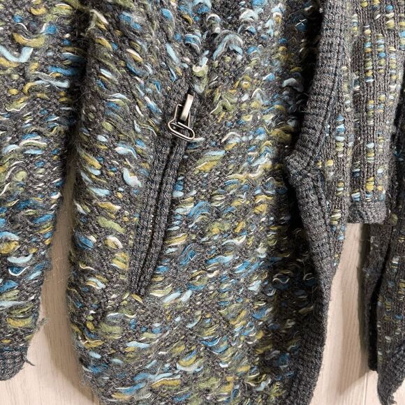 Anthropologie Keavy Chunky Knit Wool Blend Cardigan Sweater Grey Multi Size XS - Picture 7 of 9